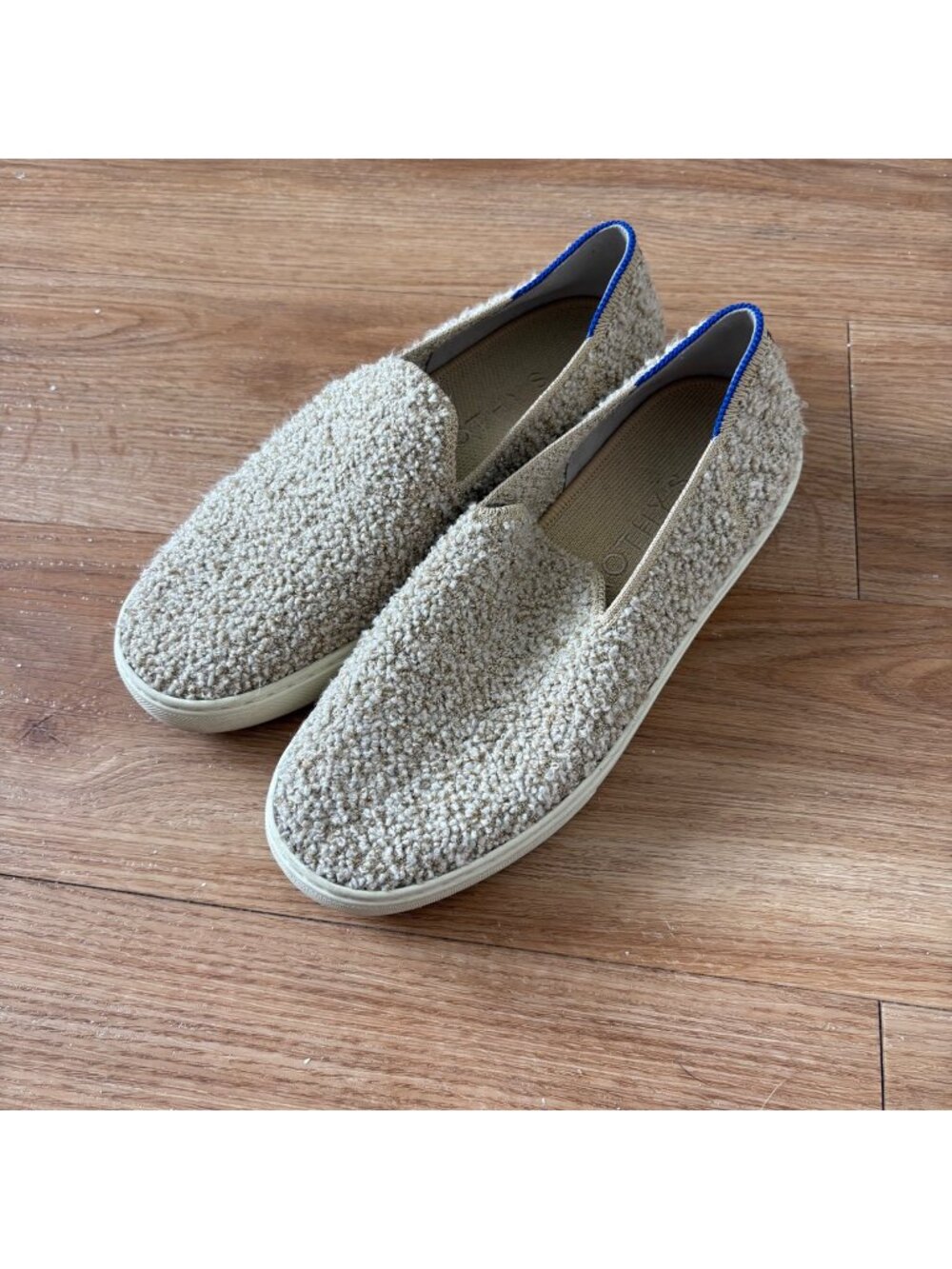Rothy’s The Original Slip On Sneakers Textured Boucle Knit Cream Women’s Sz 8.5